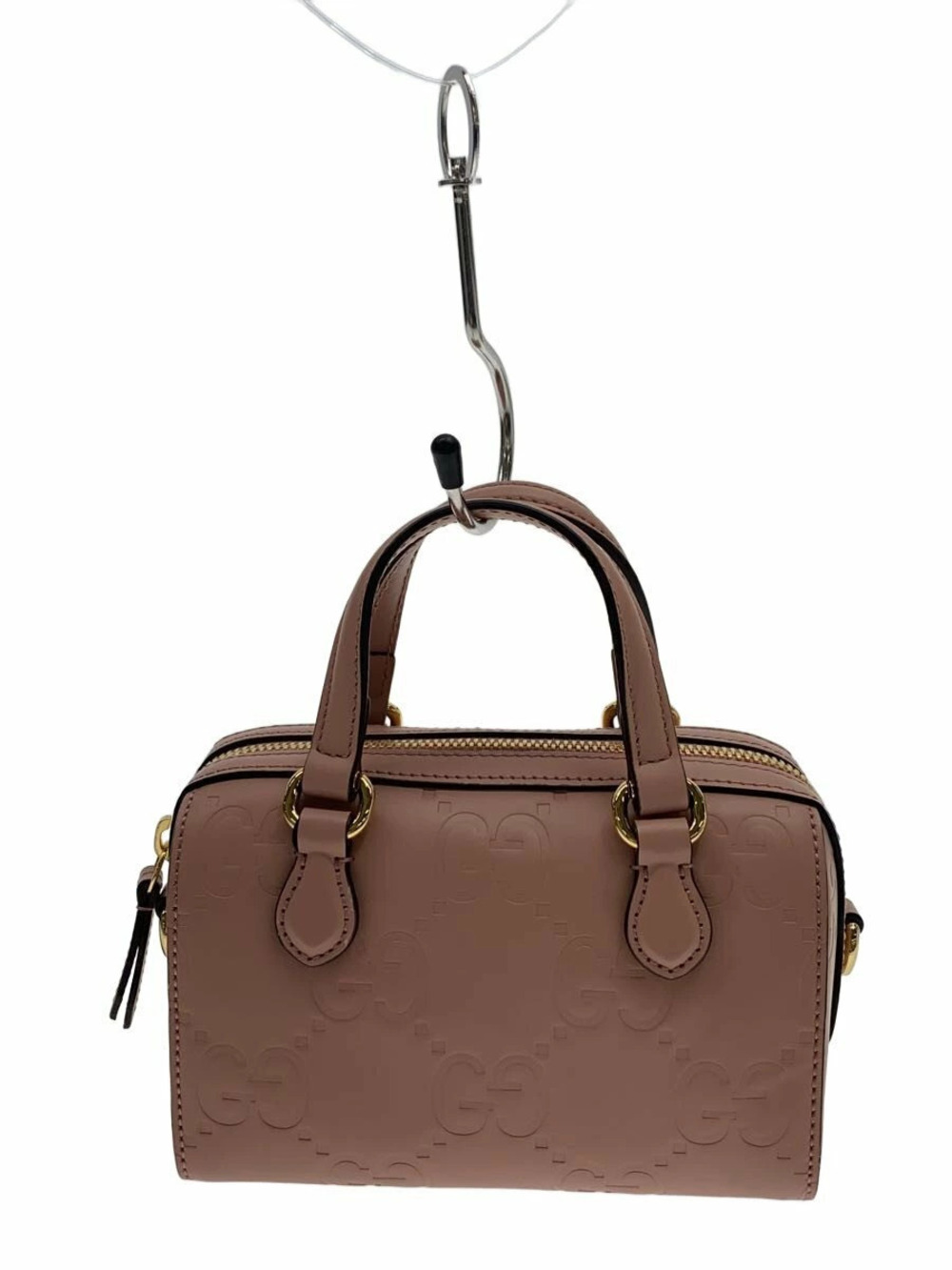 Gucci GG Super Top Handle Bag soft pink beige embossed leather